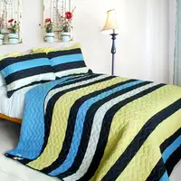 Photo of Happy Paradise - 3PC Vermicelli-Quilted Patchwork Quilt Set (Full/Queen Size)