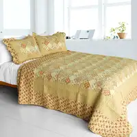 Photo of Harvest Season - Cotton 3PC Vermicelli-Quilted Patchwork Quilt Set (Full/Queen Size)
