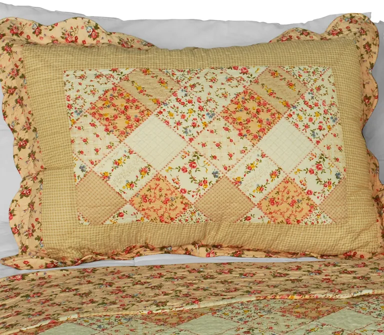 Harvest Season - Cotton 3PC Vermicelli-Quilted Patchwork Quilt Set (Full/Queen Size) Photo 2
