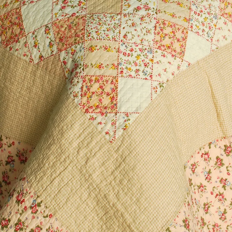 Harvest Season - Cotton 3PC Vermicelli-Quilted Patchwork Quilt Set (Full/Queen Size) Photo 4