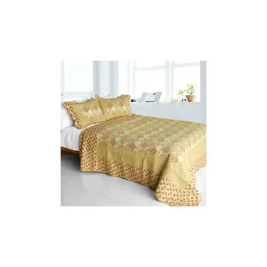 Harvest Season -  Cotton 3PC Vermicelli-Quilted Patchwork Quilt Set (Full/Queen Size) Photo 2