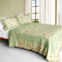 Photo of Heavenly Creatures - Cotton 3PC Vermicelli-Quilted Patchwork Quilt Set (Full/Queen Size)