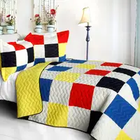 Photo of Hodgepodge - Vermicelli-Quilted Patchwork Plaid Quilt Set Full/Queen
