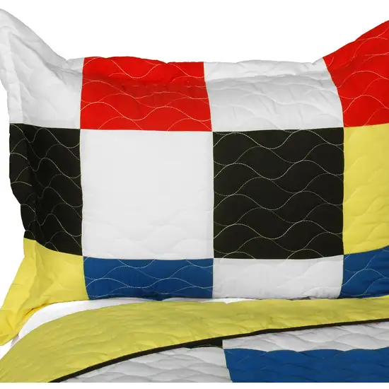 Hodgepodge -  Vermicelli-Quilted Patchwork Plaid Quilt Set Full/Queen Photo 2