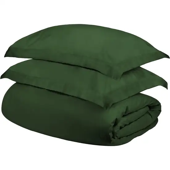 Hunter Green Queen Cotton Blend 300 Thread Count Washable Duvet Cover Set Photo 1