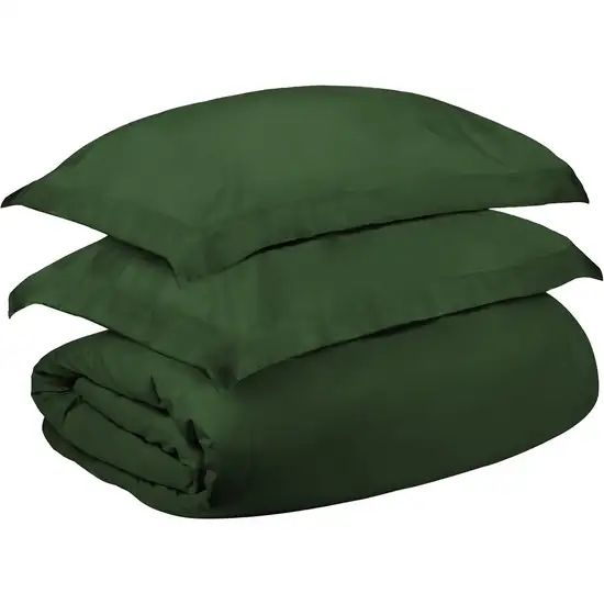 Hunter Green Queen Cotton Blend 300 Thread Count Washable Duvet Cover Set Photo 2