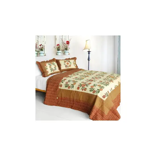 I Believe -  Cotton 3PC Vermicelli-Quilted Floral Patchwork Quilt Set (Full/Queen Size) Photo 2