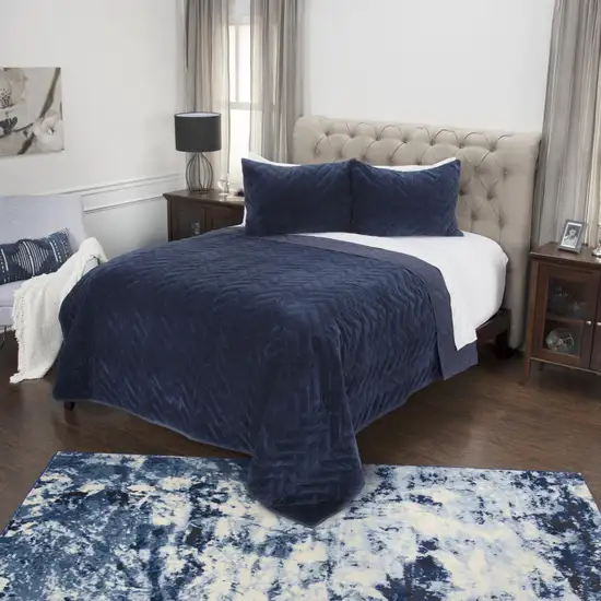 Indigo Queen 100% Cotton 300 Thread Count Dry Clean Only Down Alternative Comforter Photo 6