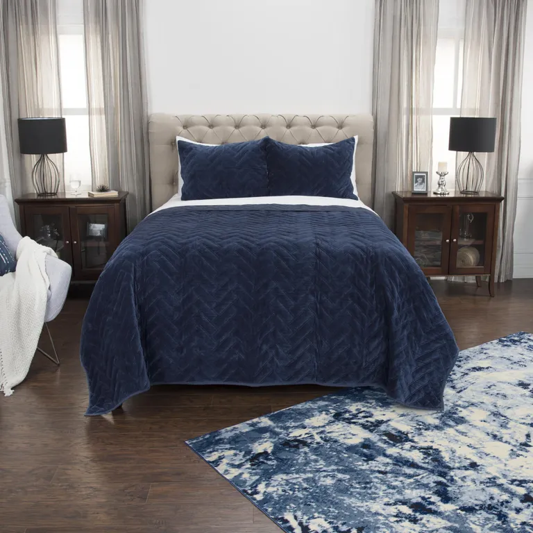 Indigo Queen 100% Cotton 300 Thread Count Dry Clean Only Down Alternative Comforter Photo 4