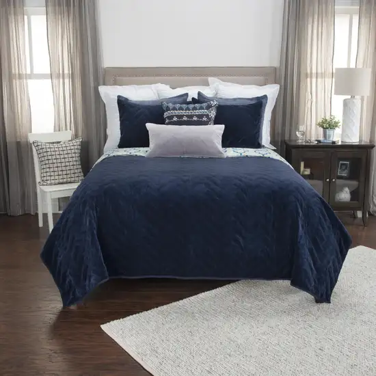 Indigo Queen 100% Cotton 300 Thread Count Dry Clean Only Down Alternative Comforter Photo 7