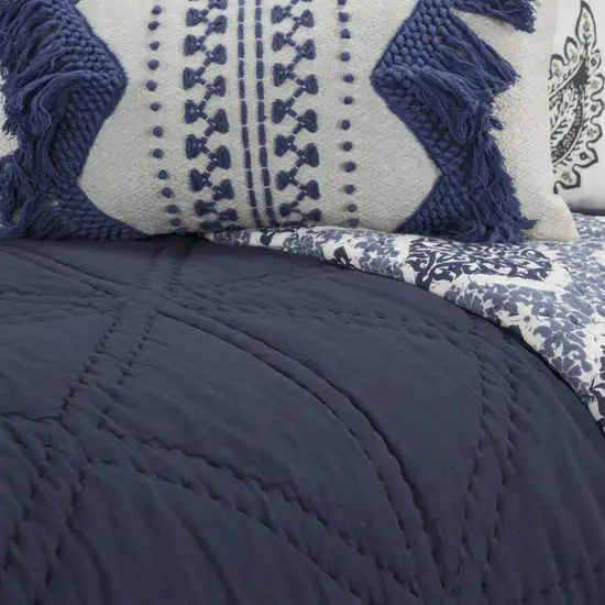 Indigo Queen 100% Cotton 300 Thread Count Machine Washable Down Alternative Comforter Photo 4