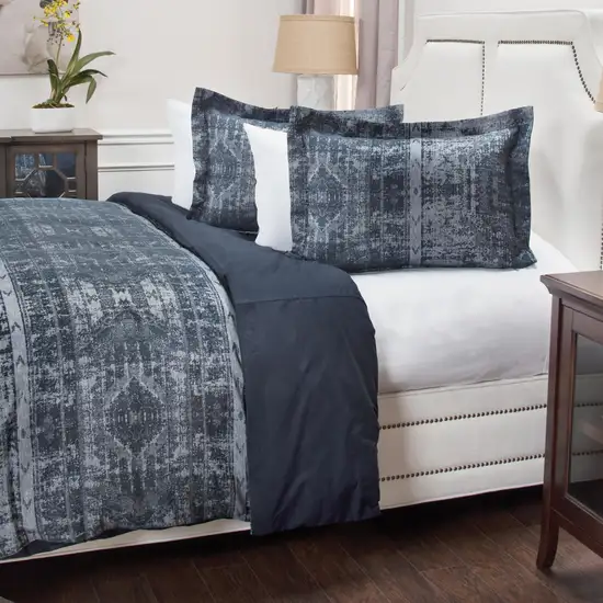 Indigo Queen 100% Cotton 300 Thread Count Washable Duvet Cover Photo 4