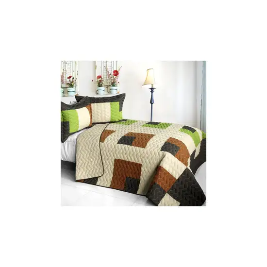 Initial Dream -  3PC Vermicelli - Quilted Patchwork Quilt Set (Full/Queen Size) Photo 2