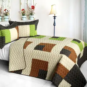 Photo of Initial Dream - 3PC Vermicelli - Quilted Patchwork Quilt Set (Full/Queen Size)