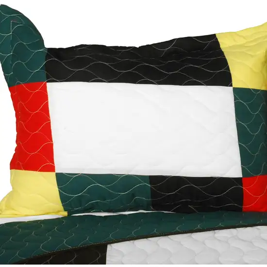 Italianism -  Vermicelli-Quilted Patchwork Striped Quilt Set Full/Queen Photo 2