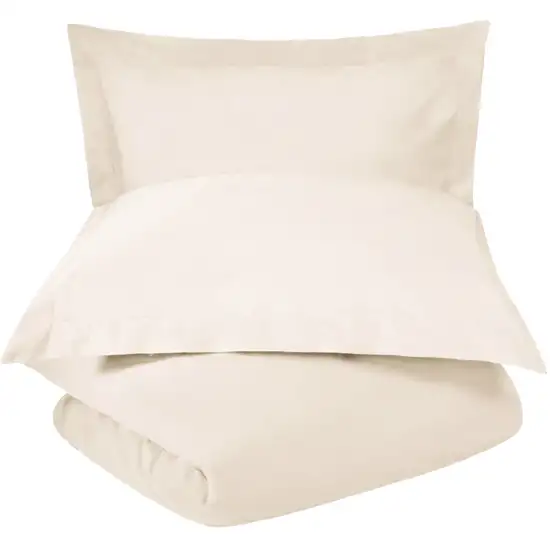 Ivory  100% Cotton 300 Thread Count Washable Duvet Cover Set Photo 1