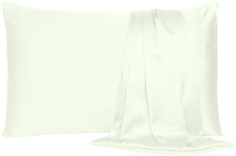 Ivory Dreamy Set Of 2 Silky Satin King Pillowcases Photo 1