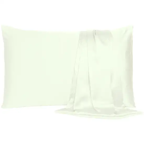 Ivory Dreamy Set Of 2 Silky Satin King Pillowcases Photo 1