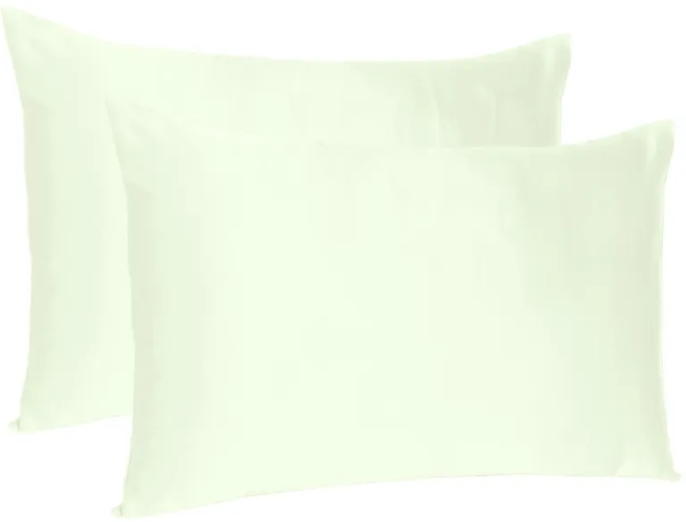 Ivory Dreamy Set Of 2 Silky Satin King Pillowcases Photo 5