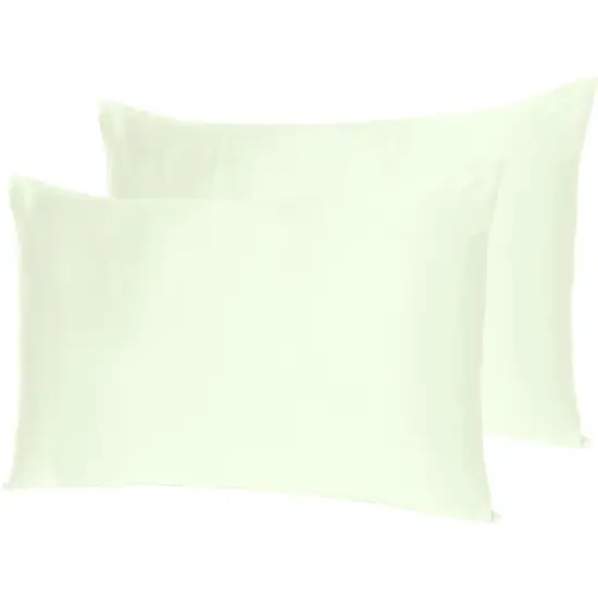 Ivory Dreamy Set Of 2 Silky Satin Standard Pillowcases Photo 7