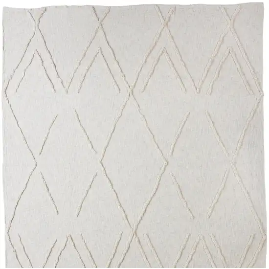 Ivory Geometric  Cotton Coverlet Photo 6