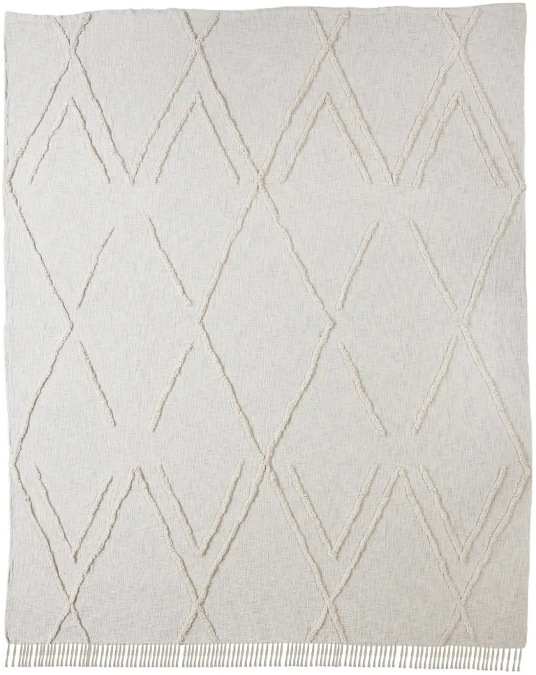 Ivory Geometric  Cotton Coverlet Photo 2