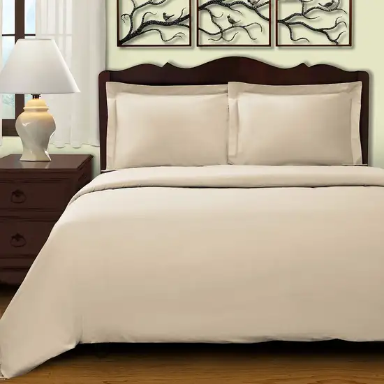 Ivory King Cotton Blend 400 Thread Count Washable Duvet Cover Set Photo 3