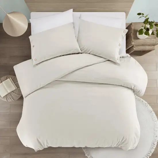 Ivory King 100% Cotton 180 Thread Count Washable Duvet Cover Set Photo 7