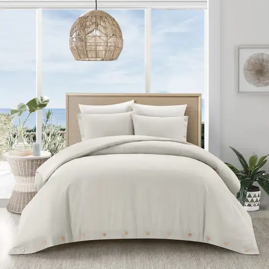 Ivory King 100% Cotton 180 Thread Count Washable Duvet Cover Set Photo 6