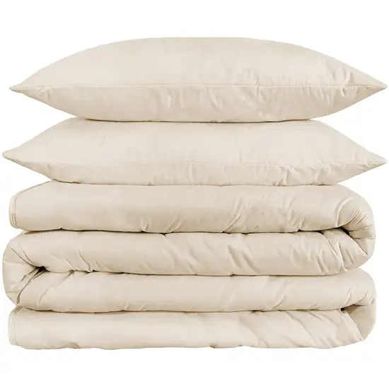 Ivory Queen Cotton Blend 1200 Thread Count Washable Duvet Cover Set Photo 1