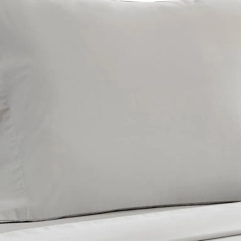 Ivy 4 Piece Queen Size Cotton Soft Bed Sheet Set, Prewashed, Light Gray Photo 3