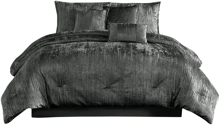 Jay 7 Piece King Comforter Set, Polyester Velvet, Deluxe Texture Photo 1