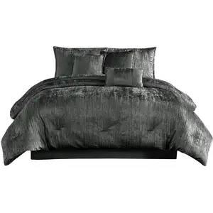 Photo of Jay 7 Piece King Comforter Set, Polyester Velvet, Deluxe Texture