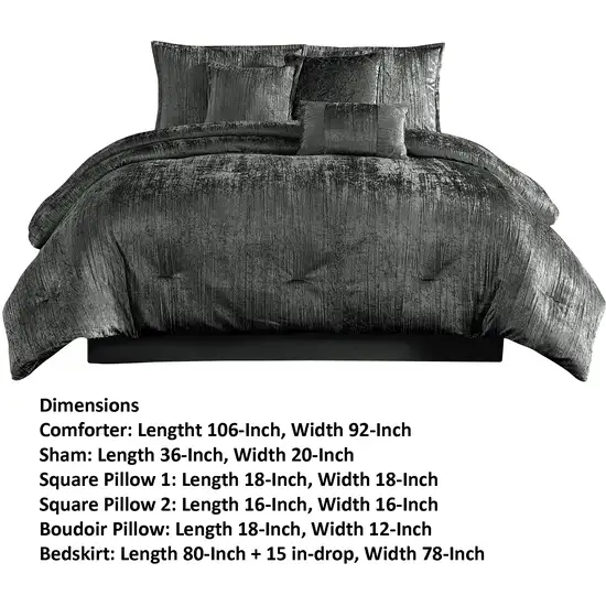 Jay 7 Piece King Comforter Set, Polyester Velvet, Deluxe Texture, Gray Photo 5