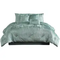 Photo of Jay 7 Piece King Comforter Set, Polyester Velvet Deluxe Texture, Green
