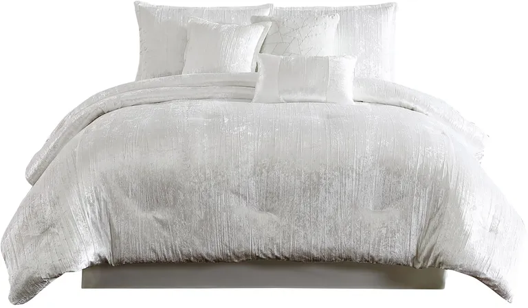 Jay 7 Piece King Comforter Set, Polyester Velvet Deluxe Texture Photo 1