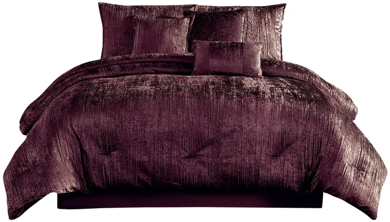 Jay 7 Piece King Comforter Set, Polyester Velvet Deluxe Texture Photo 1