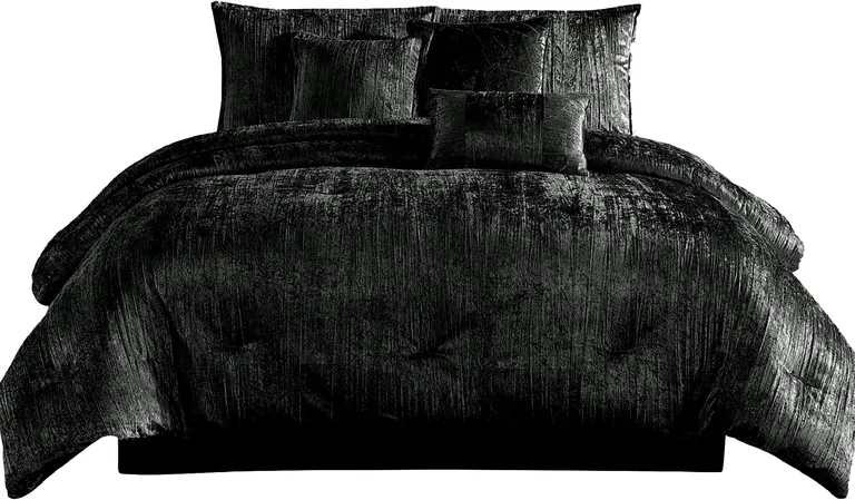 Jay 7 Piece King Comforter Set, Polyester Velvet, Deluxe Texture Photo 1