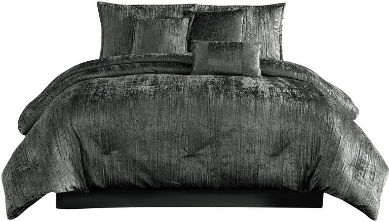 Jay 7 Piece Queen Comforter Set, Polyester Velvet Deluxe Texture Photo 1