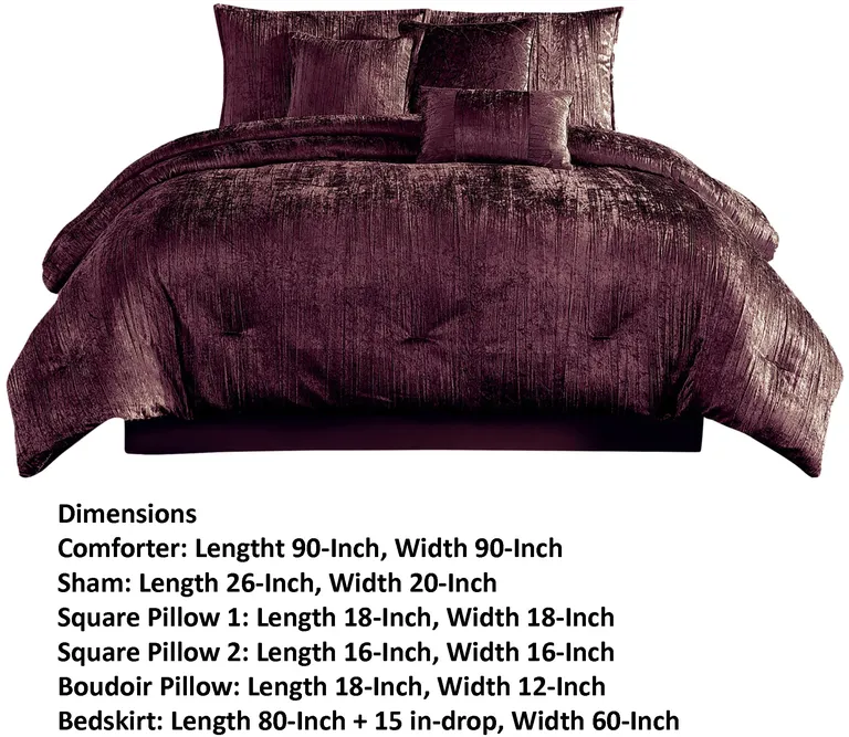 Jay 7 Piece Queen Comforter Set, Polyester Velvet, Deluxe Texture Photo 5