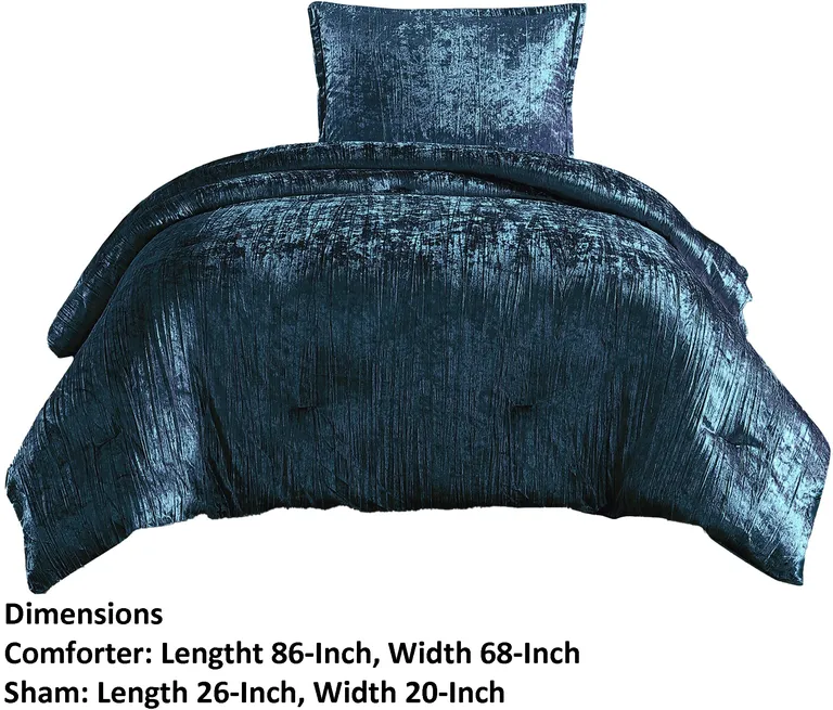 Jay 2 Piece Twin Comforter Set, Polyester Velvet, Deluxe Texture Photo 5