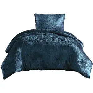 Photo of Jay 2 Piece Twin Comforter Set, Polyester Velvet, Deluxe Texture