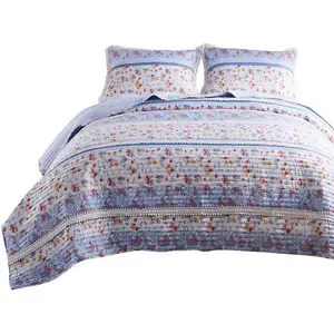 Photo of Joa 2 Piece Microfiber Twin Quilt Set, Floral Print, Lace Trim