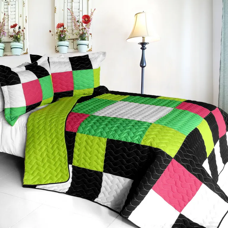 Jolly Island - 3PC Vermicelli - Quilted Patchwork Quilt Set (Full/Queen Size) Photo 1