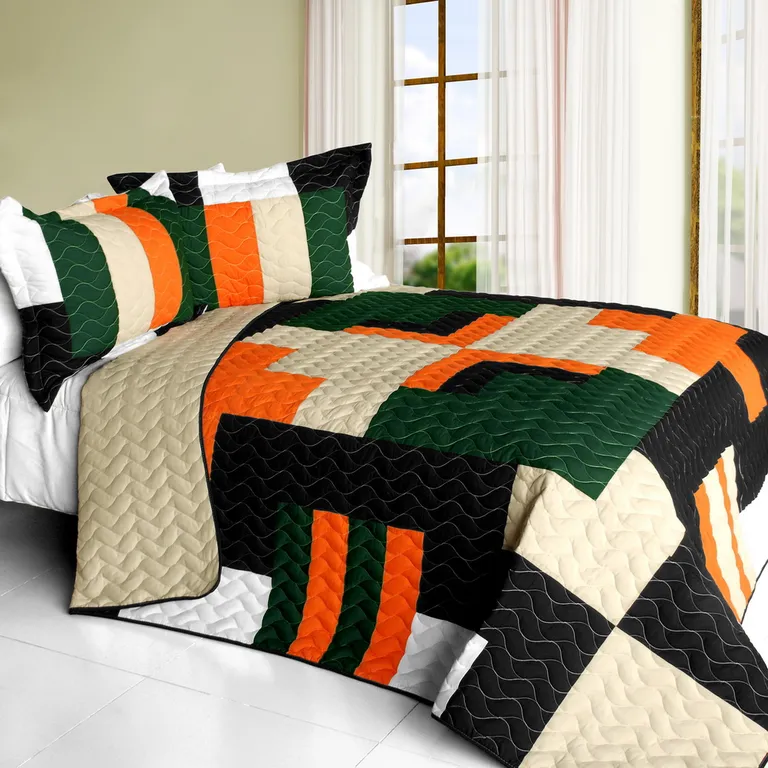 Jungle Exploration - 3PC Vermicelli - Quilted Patchwork Quilt Set (Full/Queen Size) Photo 1