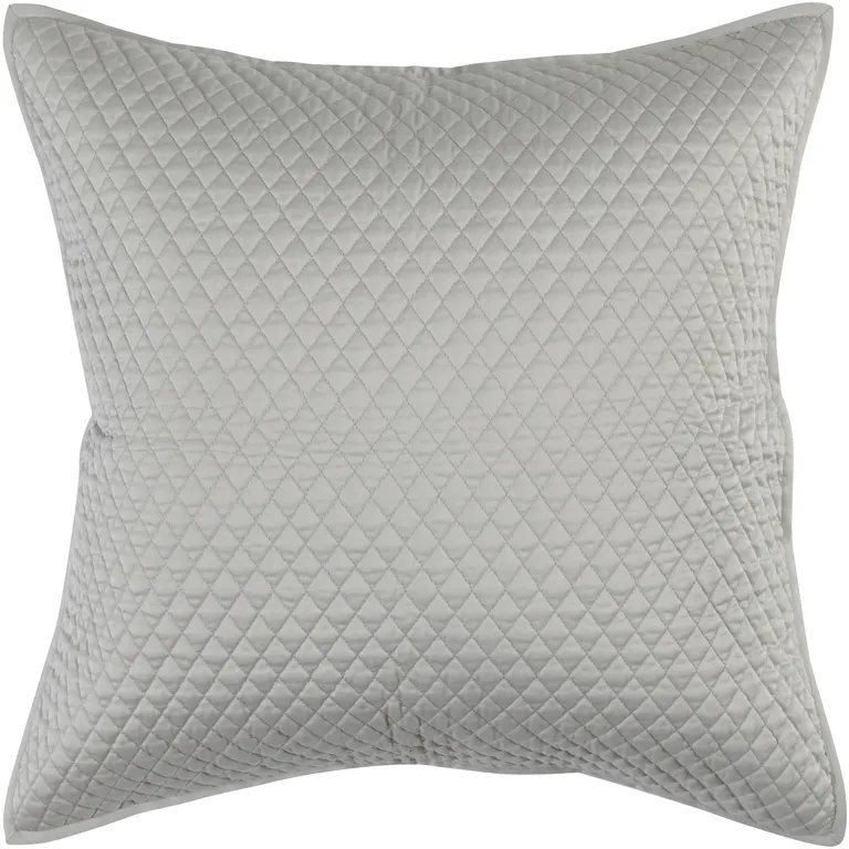 Kahn 26 Inch Hand Stitched Sateen Euro Pillow Sham, Cotton Fill, Silver Photo 1