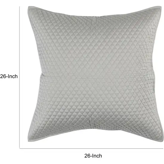 Kahn 26 Inch Hand Stitched Sateen Euro Pillow Sham, Cotton Fill, Silver Photo 5