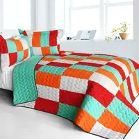 Photo of Kaleidoscope - 3PC Vermicelli - Quilted Patchwork Quilt Set (Full/Queen Size)