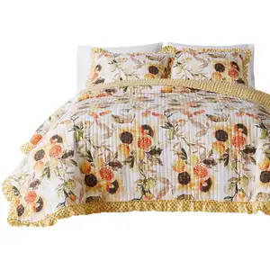 Photo of Kelsa 2 Piece Twin Quilt Set with Pillow Sham, Cotton, Ruffled Border