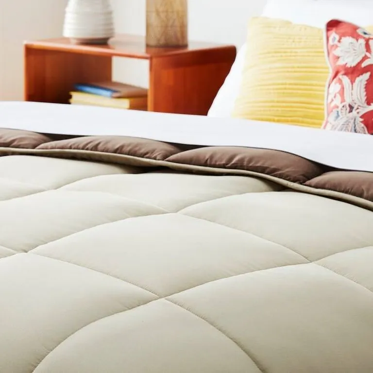 King All Seasons Beige/Brown Reversible Polyester Down Alternative Comforter Photo 3